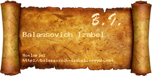 Balassovich Izabel névjegykártya